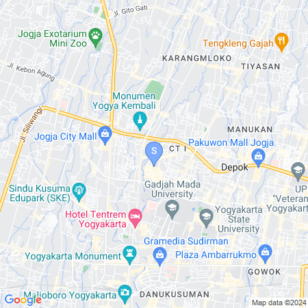 Map showing location of De Peppzzz near UGM Yogyakarta RedPartner
