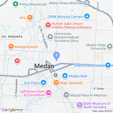 Map showing location of RedDoorz @ Theodore Homestay Medan
