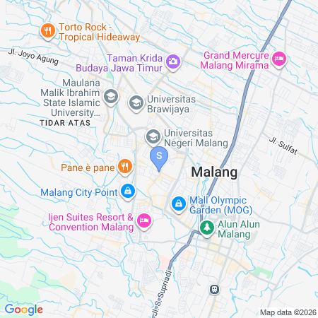 Map showing location of RedDoorz Plus @ edOtel Malang
