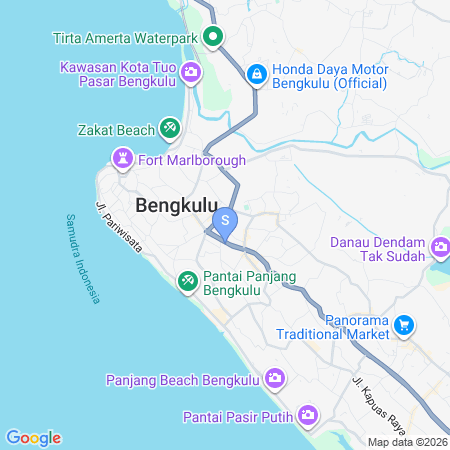 Map showing location of Urbanview Hotel Saras Syariah Bengkulu By RedDoorz