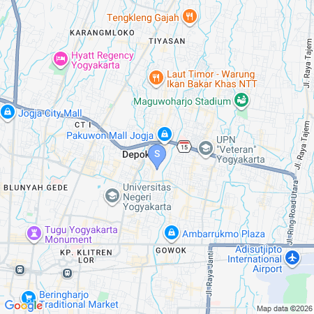 Map showing location of Urbanview Hotel Puri Gusti Ayu Gejayan