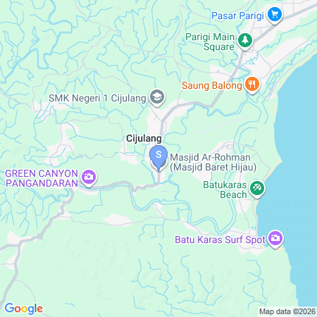 Map showing location of Urbanview Kalaras Cottage Cijulang Pangandaran