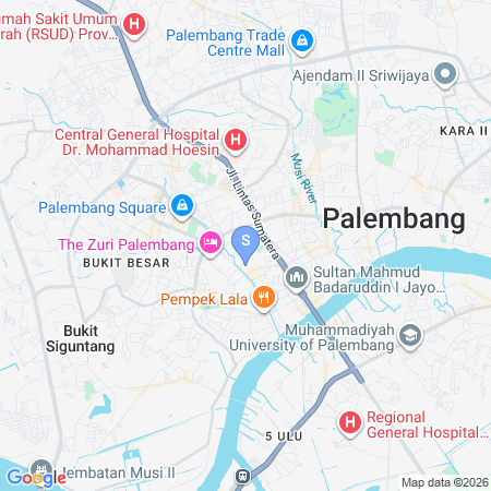 Map showing location of RedDoorz Hotel Budi near Palembang Indah Mall