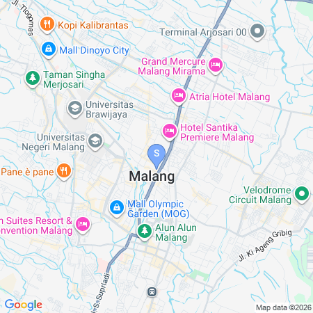 Map showing location of RedDoorz @ Malang City Center