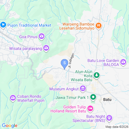 Map showing location of Urbanview Hotel Grand Palem near Alun Alun Batu