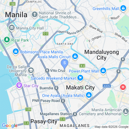 Map showing location of RedDoorz at Mola Suites near Makati Medical Center