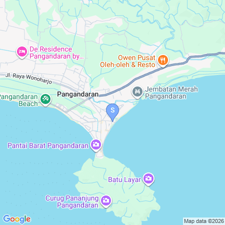 Map showing location of RedDoorz @ Savana Resort Pangandaran
