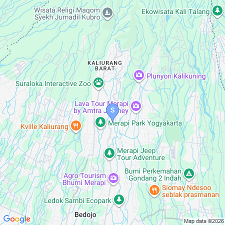 Map showing location of RedDoorz near Taman Merapi Yogyakarta