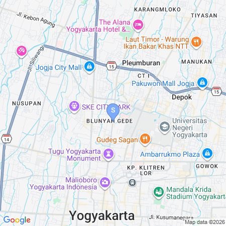 Map showing location of RedDoorz near Tugu Monjali Yogyakarta