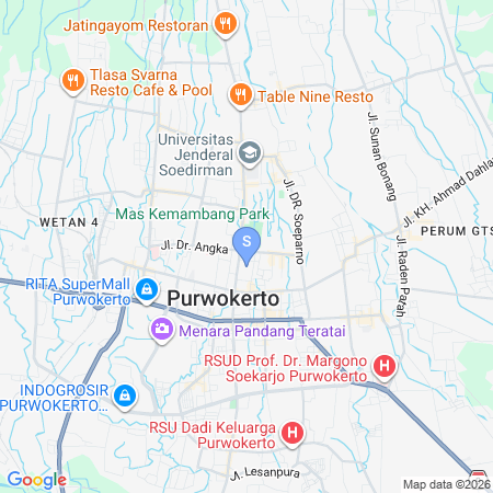 Map showing location of Urbanview Lunar Hotel near Gor Satria Purwokerto