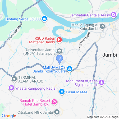 Map showing location of Urbanview Hotel ZEO Syariah Jambi
